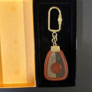 Fendi Brown and Gold Leather Keychain